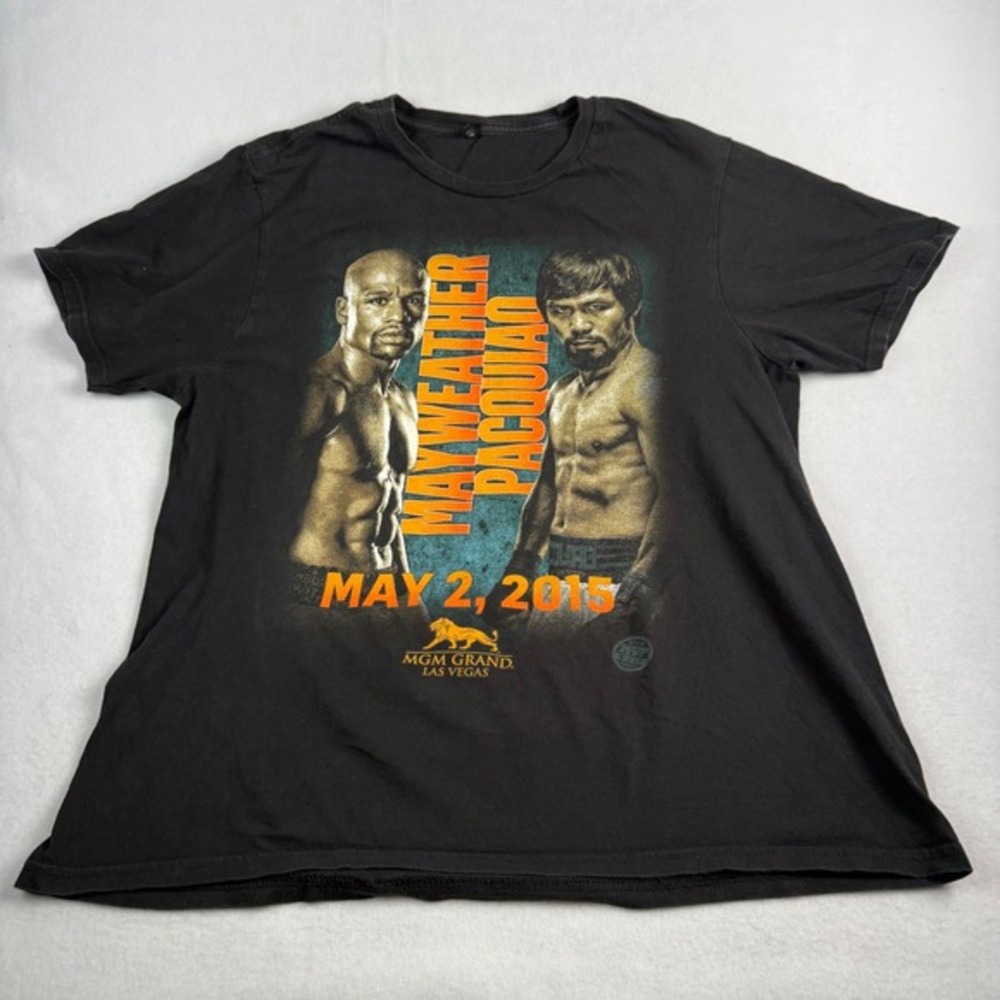 MGM Grand Mayweather vs Pacquiao Boxing Graphic T-Shirt Black May 2 2015 Mens XL